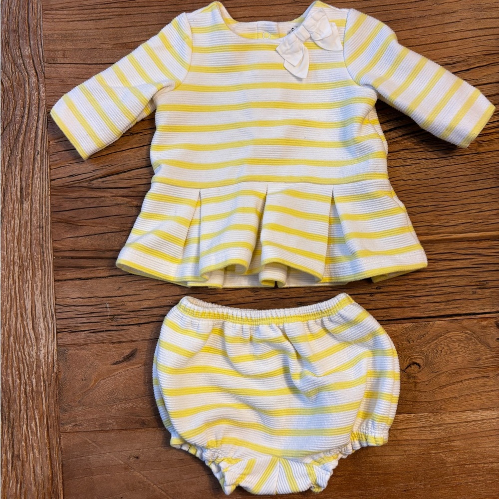 Janie and Jack Yellow and White Striped Diaper Cover Set